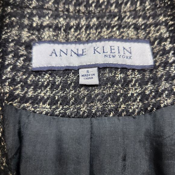 Anne Klein Women's Blazer 12 Gray Cream Checked Misses Size Large L Coat Jacket - Picture 5 of 7